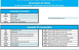 Planning photos - 9 et 10 novembre
