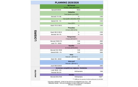 Inscription Saison 2025-2026